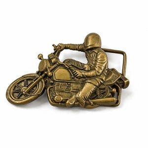 Vintage 1978 Baron Solid Brass Motorcycle Belt Buckle 4” Biker Chopper